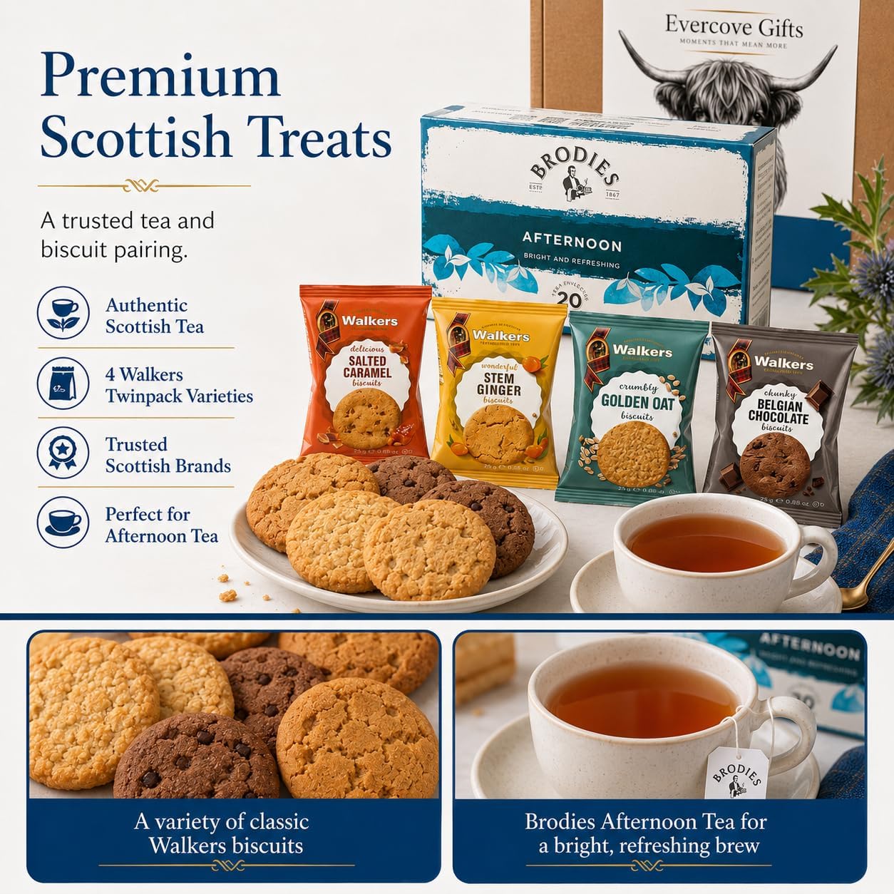 Scottish Afternoon Tea Hamper | Tea, Shortbread, Biscuits & Fudge Gift Box