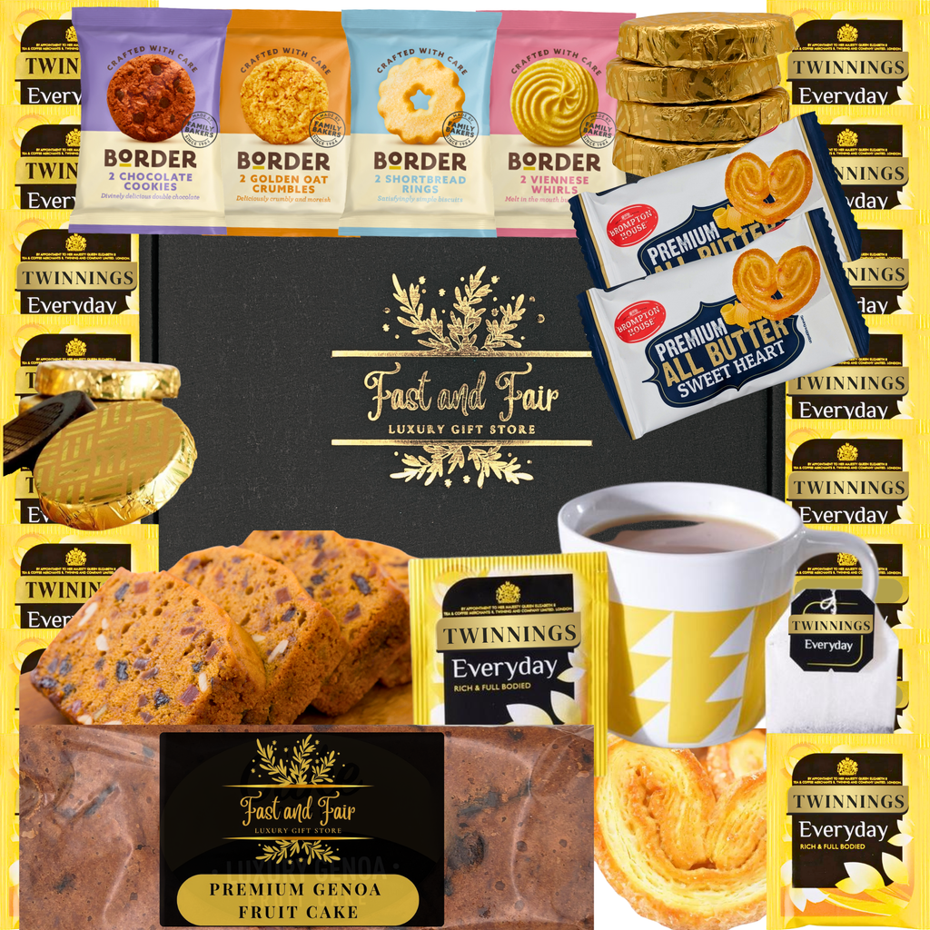 Tea & Cake Gift Hamper | Genoa Cake, Biscuits & Sweet Treats