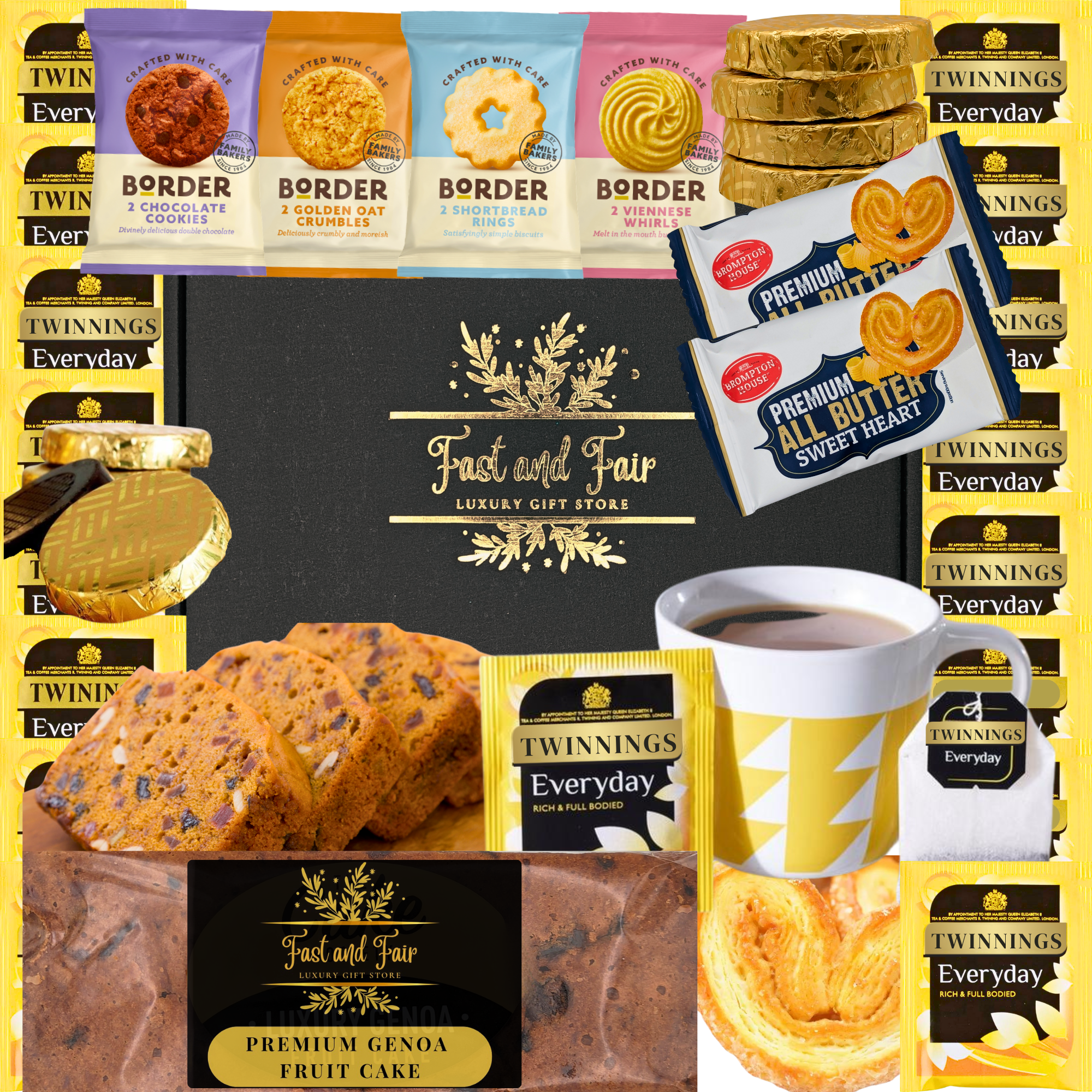Tea & Cake Gift Hamper | Genoa Cake, Biscuits & Sweet Treats