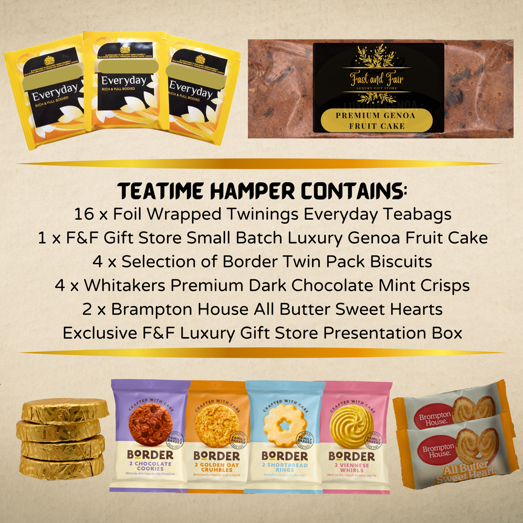 Tea & Cake Gift Hamper | Genoa Cake, Biscuits & Sweet Treats