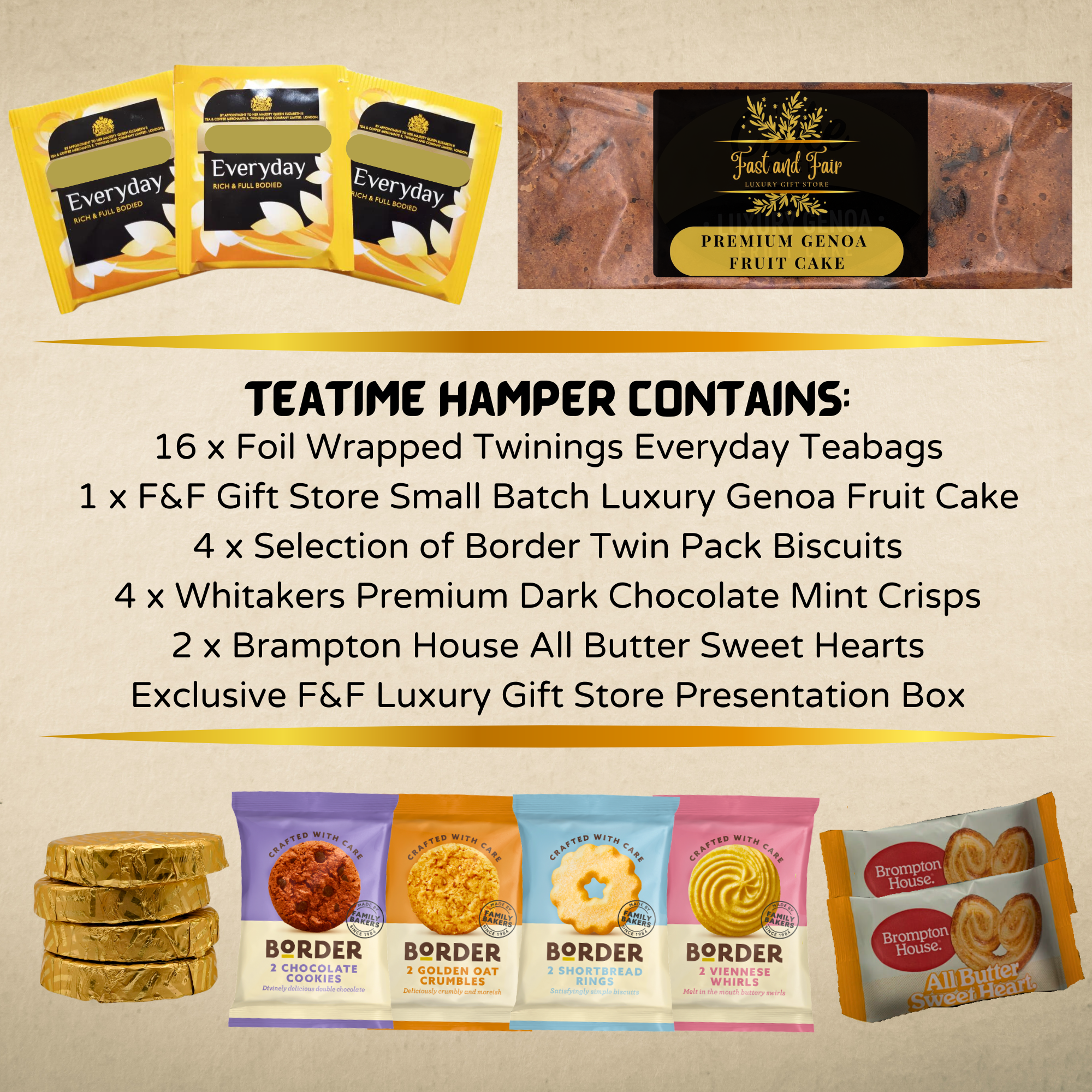 Tea & Cake Gift Hamper | Genoa Cake, Biscuits & Sweet Treats
